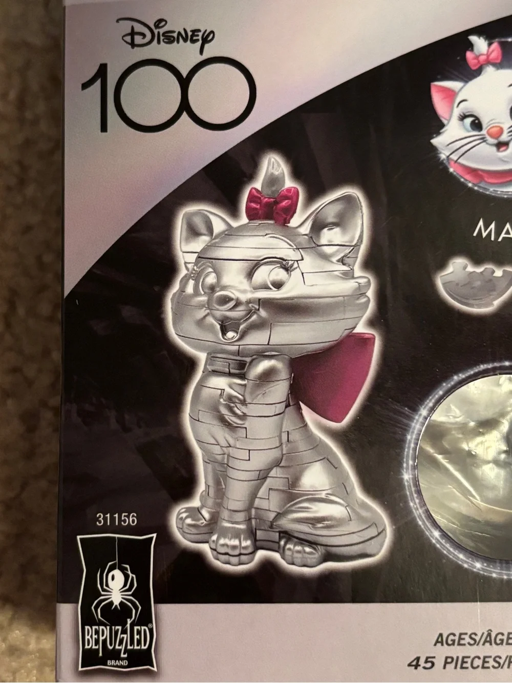 Lot of 2 Original 3D Crystal Puzzle Disney 100 Years Dumbo & Marie- Silver new